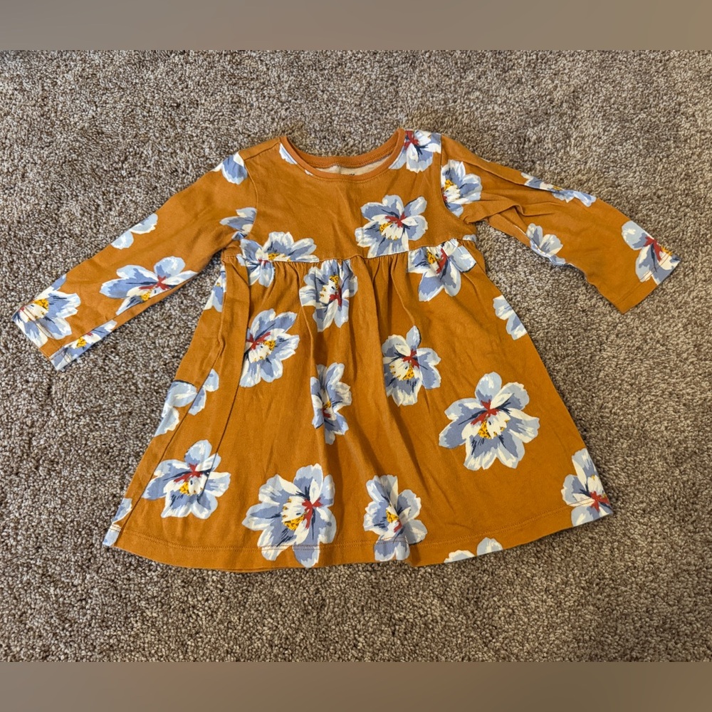 Old Navy Kids Dress in Mustard and Blue Floral